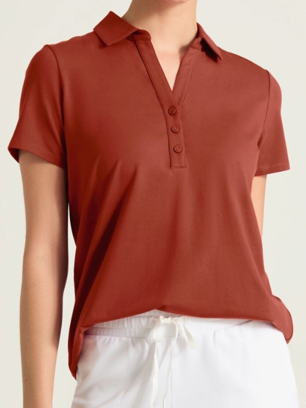 NWT J. Jill Fit Progress Knit Polo Shirt XS Pottery Orange Burnt Rust